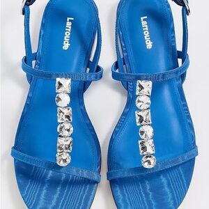 Larroude Calypso Vibrant Blue Sandals with Sparkling Silver Details